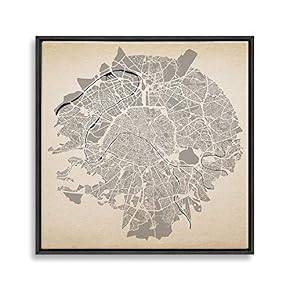 Framed Map Home Artwork for Living Room Bedroom