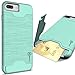 CoverON [SecureCard Series Fit iPhone 8 Plus Case with 1 Card Holder, iPhone 7 Plus Case, Protective Hybrid Cover with Card Slot and Kickstand Case for Apple iPhone 8 Plus/iPhone 7 Plus - Teal Mint