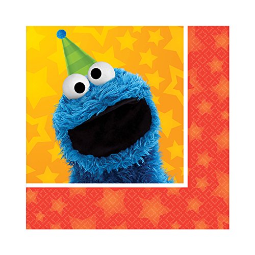 Amscan 501672 Beverage Napkins | Sesame Street Collection, Multi Color, Pack of 16