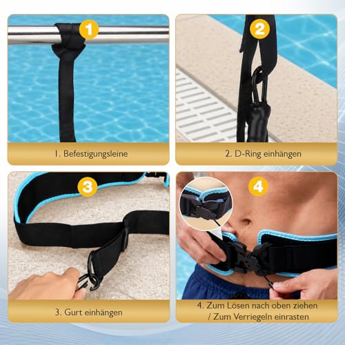 2026 Premium Swimming Belt for Pool, 4-10 m Magnetic Swimming Belt Adult for Pool, Adjustable Swimming Belt with Elastic Rubber Bands, Swimming Aid Suitable for Swimming Training