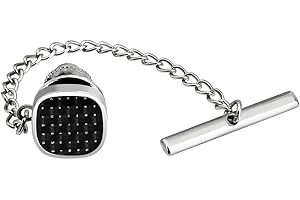 HAWSON Men's Tie Pins Stone Square Tie Tacks with Chain for Men Necktie Accessory