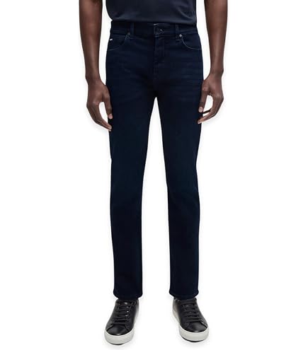 BOSS, Delaware BO Black Comfort Cotton Slim Fit Jeans, Dark Black