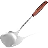 Wok Spatula Stainless Steel 14.17 inch Spatula Wide Metal Wok Tools with Wooden Handle Cooking Utensils Woks Accessories for Cooking Stirring Mixing Turning Silver