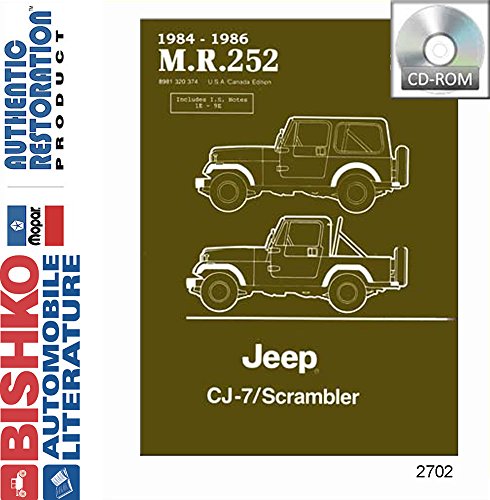 bishko automotive literature 1984 1985 1986 Jeep Cj-7 Scrambler Shop Service Repair Manual CD Engine