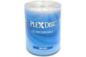 PlexDisc CD-R 700MB 52X Shiny Silver Top Blank CDs for Music & Data - 100 Pack Blank CD-R Discs for Burning, Recording, and S