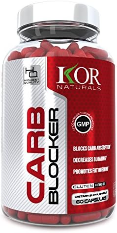 KOR - Carb Blocker for Men & Women with 900mg White Kidney Bean - Reduce Bloating & Burn Fat - Cheat Meal Aid That Promotes Fat Burning And Weight Loss - 60 caps