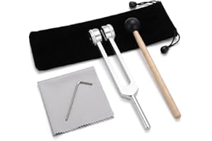 3 Pcs 8.46 Inch 128 Hz Tuning Fork with Mallet & Insert Sound Wellness Accessory for Yoga & Meditation (Silver)