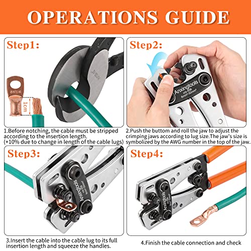 Anxingtools Battery Cable Crimping Tool for 6/10/16/25/35/50mm² Battery Ring Terminals,Copper Cable Lugs,Heavy Duty Crimping Crimp for Cable Lugs (HX50B)