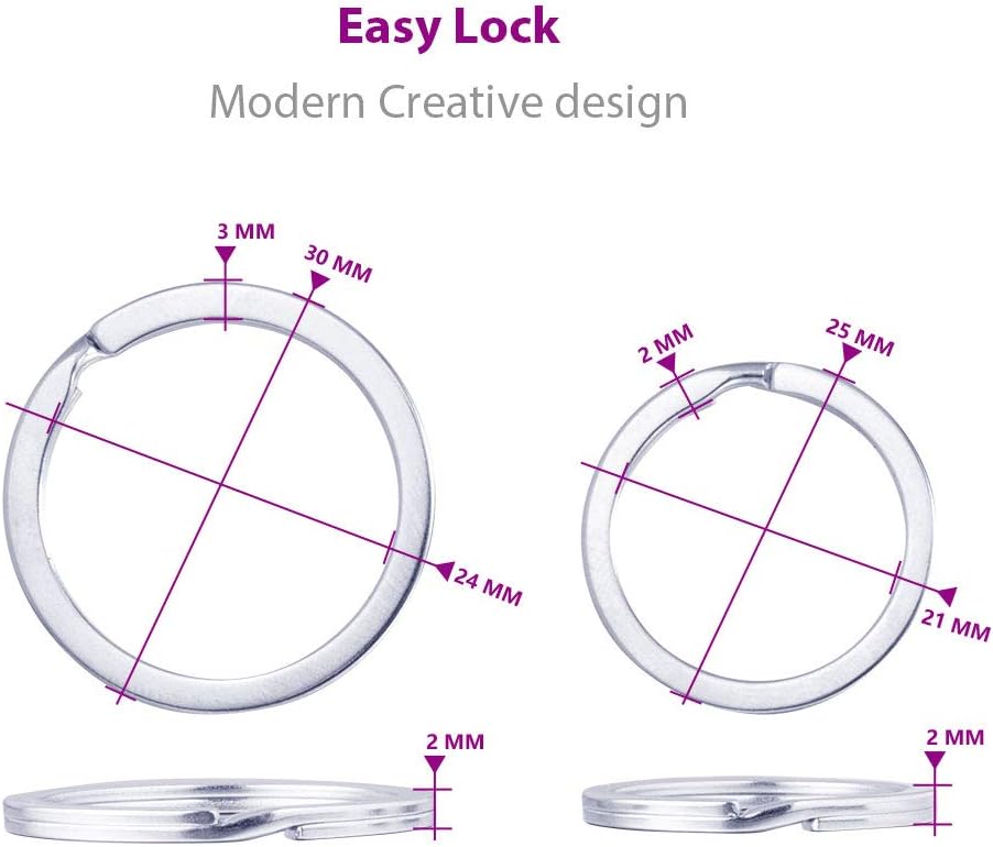 Key Rings,Key Ring Keyring Rustproof, Dog Tag Ring Flat Key Rings Rings Split Keyrings for Home Car Keys Attachment,12 pcs: Office Products