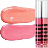 Lip Gloss Kit By Dollup Beauty - Premium Natural Ingredients Moisturizing with Jojoba Oil Set Cruelty Free - (Set includes Pink & Coral Glossy Talk)