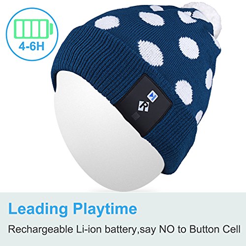 Qshell Stylish LED Bulb Light Up Beanie Hat Knit Cap Pom Pom Twinkle Lights 4 feet 18 LEDs for Men Women Indoor and Outdoor, Festival, Holiday, Celebration, Parties, Bar, Christmas Gifts - Blue - Thumbnail 4