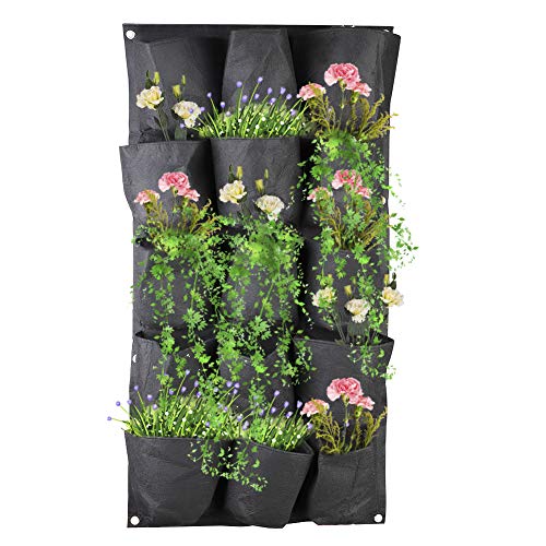NMFIN Vertical Garden Wall Hanging Planter-Waterproof Flower Felt Pouch Indoor/Outdoor-Wall Mount Balcony Plant Grow Bag for Herbs Vegetables and Flowers,Garden Yard Office Home Decoration-15 Pockets