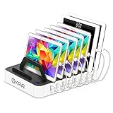 Okra 7-Port USB 16.8A Charging Station PRO [Most Powerful] Universal Desktop Tablet & Smartphone Multi-Device Hub Charging Dock for iPhone, iPad, Galaxy, Tablets [Charge 7 Tablets at Once] (White)