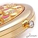 Romantic Gifts for Her/Jinvun Compact Purse Mirror / 24K Gold Electroplate Round 2 Sided |Clear Reflection With Magnification & Diamond Locking Clasp/Freshen Up Makeup & Eliminate Mishaps