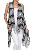 Basico Women's Open Asymmetrical Hem Print Chiffon Vest