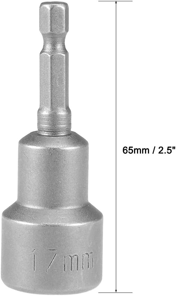 Sourcingmap 1/4" Quick-Change Hex Shank 17mm Magnetic Nut Setter Driver Drill Bit, 65mm Length, Metric, H17 x 65mm - Image 4