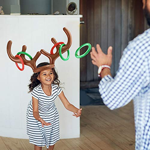 CENOVE [2+8] Inflatable Reindeer Antler Ring Toss Game for Christmas Party Games 10pcs Funny for Kids Christmas Party Favors & Christmas Games[2 Antlers+8 Rings] - Thumbnail 3