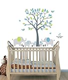 Fabric Tree Wall Decals, Tree Jungle Stickers, Elephant Wall Decal