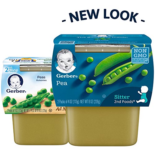 Gerber 2nd Foods Peas, 4 Ounce Tubs, 2 Count (Pack of 8)