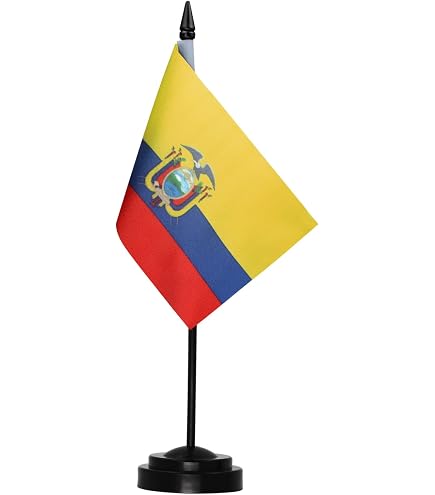 2 Pack Ecuador Flag Mini Table Flags – 8.2x5.5 Inch Desk Flags With Stand For Decor - View #3
