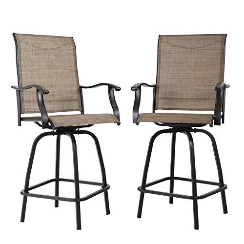 Amazon.com: PHI VILLA Swivel Bar Stools All-Weather Patio Furniture ...