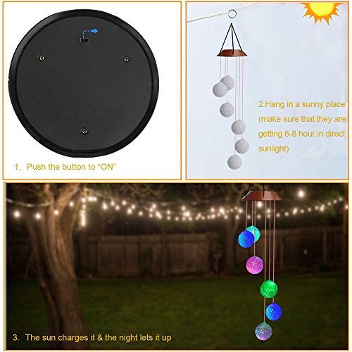 image for Joynic Solar Wind Chime – Waterproof LED Color – Changing Light Po