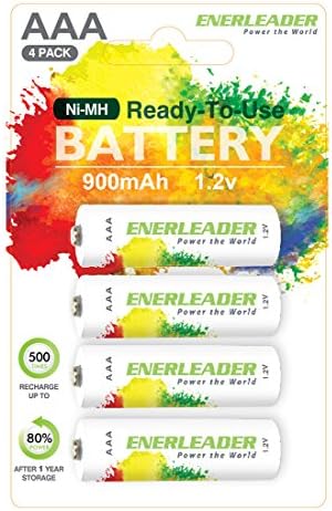 Enerleader Pre-Charged Low Self Discharge AAA Ni-MH Rechargeable Batteries 900mAh for Digital Cameras, Toys, Remote Controls, Alarm-Clocks, Shavers etc. 4 Pack