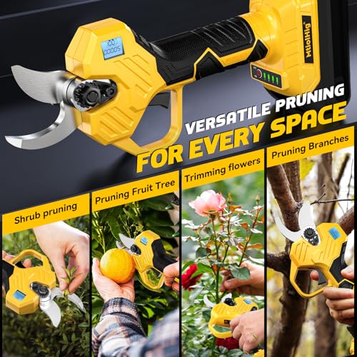 MtiolHig Electric Pruning Shears Compatible with DeWalt 20V, 26000RPM Brushless Motor Cordless 0.8-2 Inch Pruner Shears Scissor with LCD Display & SK7 Blades for Tree, Branch Trimming(Tool Only)