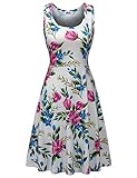 Herou Women Sleeveless Beach Casual Flared Floral Tank Dress (Large, Flower-38)