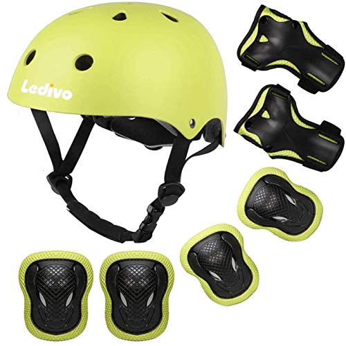 LEDIVO Kids Bike Helmet, with Sports Protective Gear Set Knee Elbow