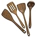 Wooden Cooking Utensils,Wooden Spoons for Nonstick Cookware,Organic Wood Cooking Spoons Kitchen Utensil with Spatula (Wenge 4 Pack)