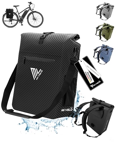 MIVELO Fahrradtasche für Gepäckträger - 3in1 Gepäckträgertasche Rucksack Umhängetasche - 100% wasserdicht und PVC-frei - mit herausnehmbarer Laptoptas