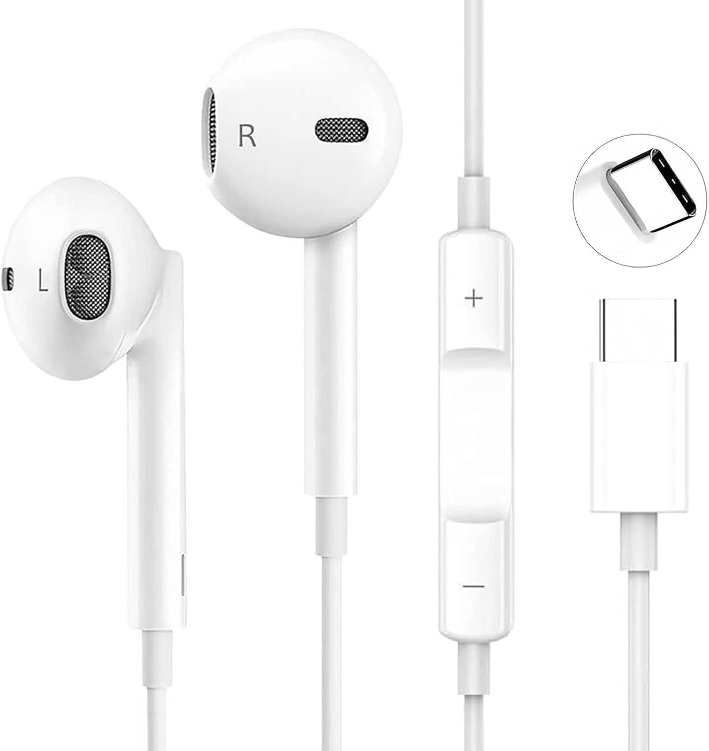 USB C Headphones for iPhone 17/17 Pro/16/16e/15 Pro Max/Plus, Type C Earbuds Wired Earphones (Microphone & Remote Control) Noise Cancelling for lPad Pro, Galaxy S23/S22/S21/Ultra Note10/20, Pixel