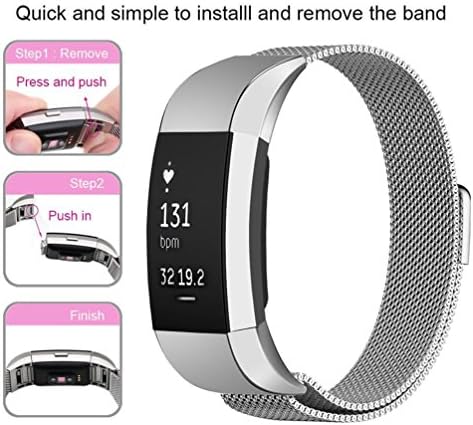 IOQSOF for Fitbit Charge 2 Bands, Milanese Loop Stainless Steel Bracelet Smart Watch Strap Newest Style Replacement Wristband for Fitbit Charge 2 Women and Men Large Small