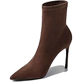 OXNGDMDM Suede Stiletto Ankle Boots for Women's Point Toe Pull On High Heel Dress Booties Fashion Comfortable Slim Heeled Office Daily Wear Fall Short Booties