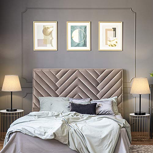 Bedside Table Lamp Set of 2, Modern Small Nightstand Lamp, Minimalist Metal Desk Lamp with Linen Shade for Dresser, Bedroom, Living Room, Coffee Table, Office, College Dorm - Thumbnail 6
