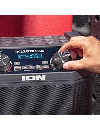 ION Audio Tailgater Plus Altavoz portátil, funciona con pilas, con 50 W de potencia, conexión Bluetooth, micrófono y cable, radio AM FM y carga USB para smartphones y tabletas