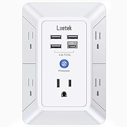 5 Outlet Extender Multi Plug Wall Outlets with 4