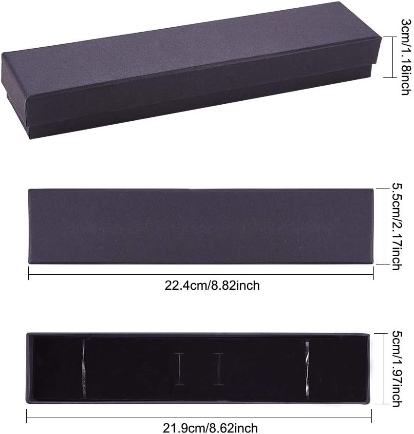 BENECREAT 12 Pack 22.5x5x3cm Black Necklace Bracelet Boxes Rectangle Black Cardboard Jewellery Box with Velvet Filled for Anniversaries Weddings or Birthdays - Image 3