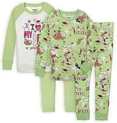 Amazon Com Joe Boxer Girl S 4 Piece Long Sleeve Shirts Pants Pajamas Set Size 10 Green Bff Clothing