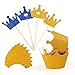 72pcs Gold Glitter Crown Cupcake Toppers and Wrappers for Baby Shower Birthday Wedding Party Decorations