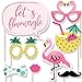 Big Dot of Happiness Pink Flamingo - Party Like a Pineapple - Tropical Summer Party Photo Booth Props Kit - 20 Count