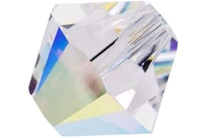 100pcs Adabele Austrian 3mm (0.12 Inch) Small Faceted Loose Bicone Crystal Beads Clear AB Compatible with Swarovski Crystals Preciosa 5301/5328 SSB302