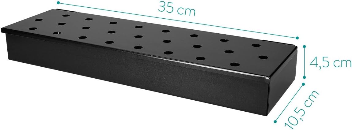 Navaris Smoker Box - Heavy Duty Metal Smoker Box for BBQ Grill Wood Chips - Meat Fish Smoking for Gas or Charcoal Barbecue Grill - 14 x 4 x 2 Inches: Garden & Outdoor