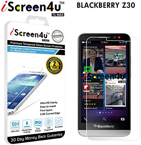 BlackBerry Z30 Screen Protector - iScreen4u TG MAX 2.5D Rounded Edge 0.33mm Ultra-thin Tempered Glass Screen Protector with a 2-year limited warranty (BlackBerry - Z30)