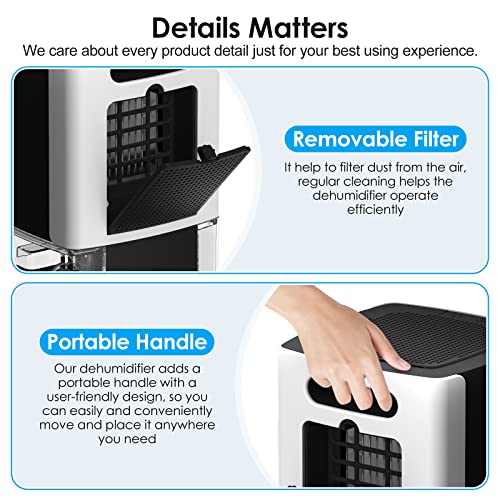 NineSky Dehumidifier For Home 30oz Water Tank, (300 Sq.ft) Dehumidifiers For Bedroom, Bathroom