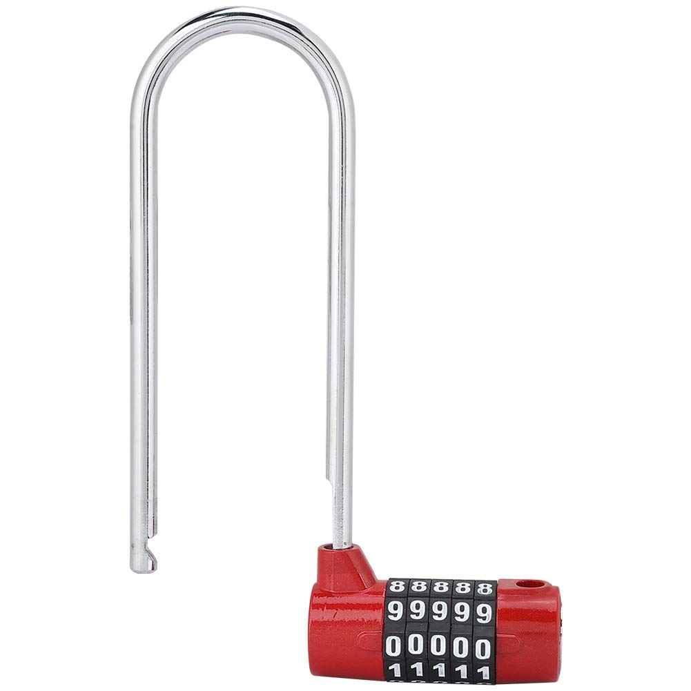 5 Digit Combination Padlock, Long Shackle Padlock Pad Locks with Code for School, Gym Employee Locker, Fence(Red)