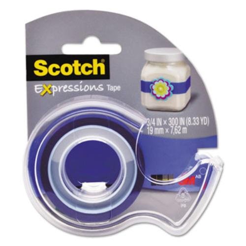 ScotchC214BLU2D Expressions Magic Tape w/Dispenser, 3/4" x 300", Dark Blue