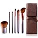 Mooxury Makeup Brushes Set professional Synthetic Kabuki Cosmetic Brushes Kit with Brown Case Bag - 6 Pcs