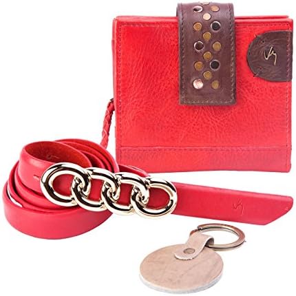 Velez Women Genuine Full Grain Leather Soft Bifold Small Slim Compact Wallet Money Organizer Pocket Casual Dressy Fashion Cute Belt Thin Set Kit